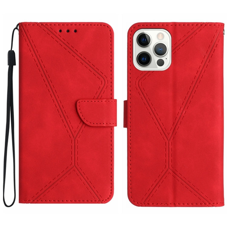 For iPhone 16 Pro Stitching Embossed Leather Phone Case(Red) - iPhone 16 Pro Cases by PMC TechLife | Online Shopping South Africa | PMC TechLife | Buy Now Pay Later Mobicred