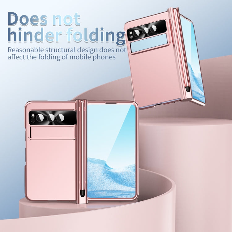 For Google Pixel Fold Integrated Electroplating Pen Slot Folding Phone Case with Stylus(Pink) - Google Cases by PMC TechLife | Online Shopping South Africa | PMC TechLife | Buy Now Pay Later Mobicred