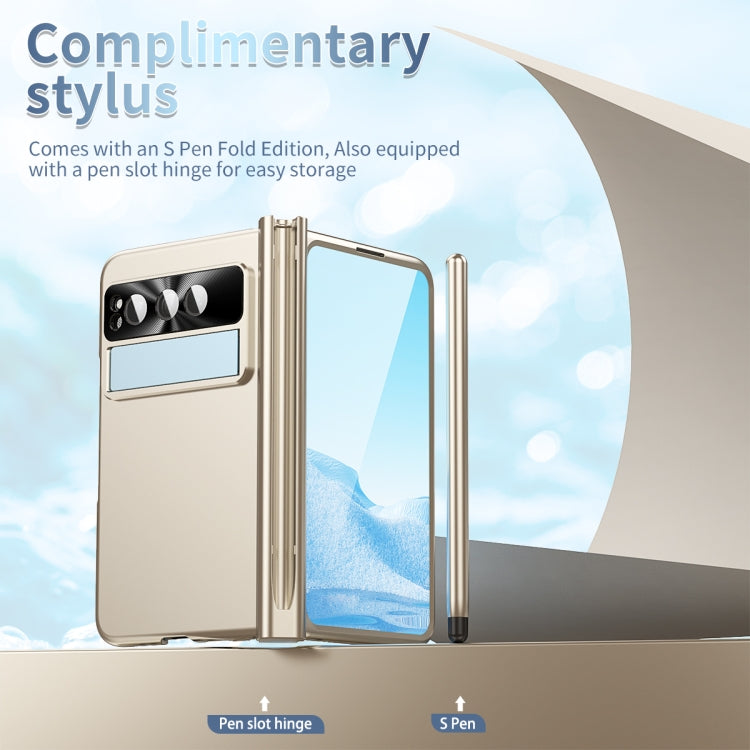 For Google Pixel Fold Integrated Electroplating Pen Slot Folding Phone Case with Stylus(Gold) - Google Cases by PMC TechLife | Online Shopping South Africa | PMC TechLife | Buy Now Pay Later Mobicred