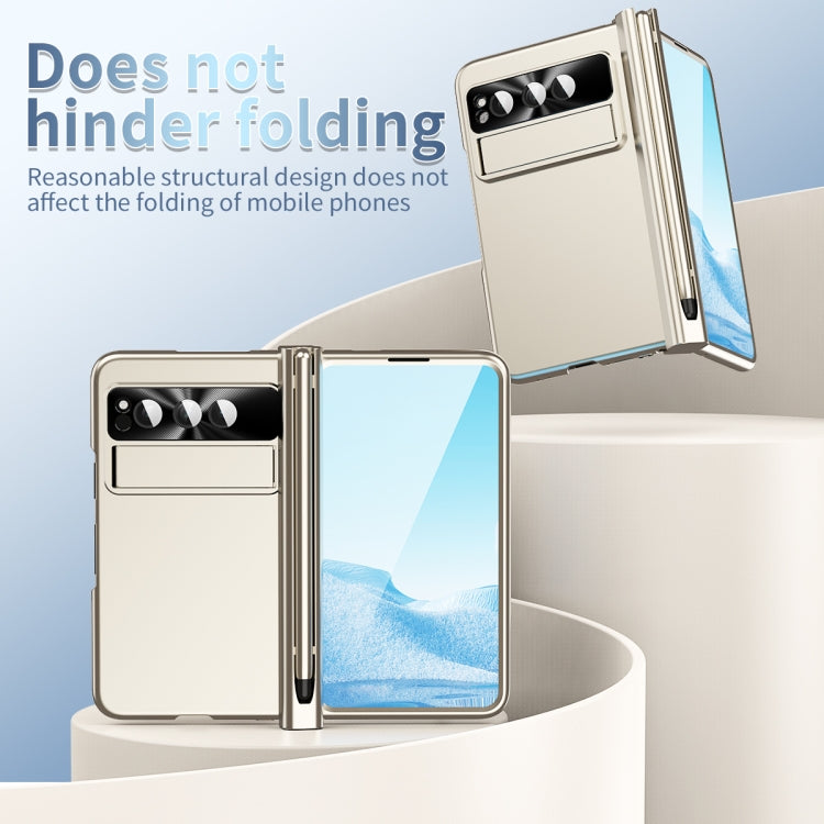 For Google Pixel Fold Integrated Electroplating Pen Slot Folding Phone Case with Stylus(Gold) - Google Cases by PMC TechLife | Online Shopping South Africa | PMC TechLife | Buy Now Pay Later Mobicred