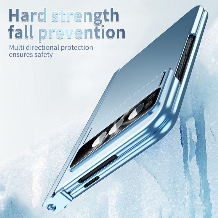 For Google Pixel Fold Integrated Electroplating Pen Slot Folding Phone Case with Stylus(Blue) - Google Cases by PMC TechLife | Online Shopping South Africa | PMC TechLife | Buy Now Pay Later Mobicred