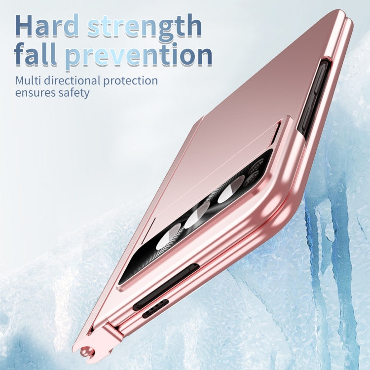 For Google Pixel Fold Integrated Electroplating Pen Slot Double Hinge Folding Phone Case with Stylus(Pink) - Google Cases by PMC TechLife | Online Shopping South Africa | PMC TechLife | Buy Now Pay Later Mobicred