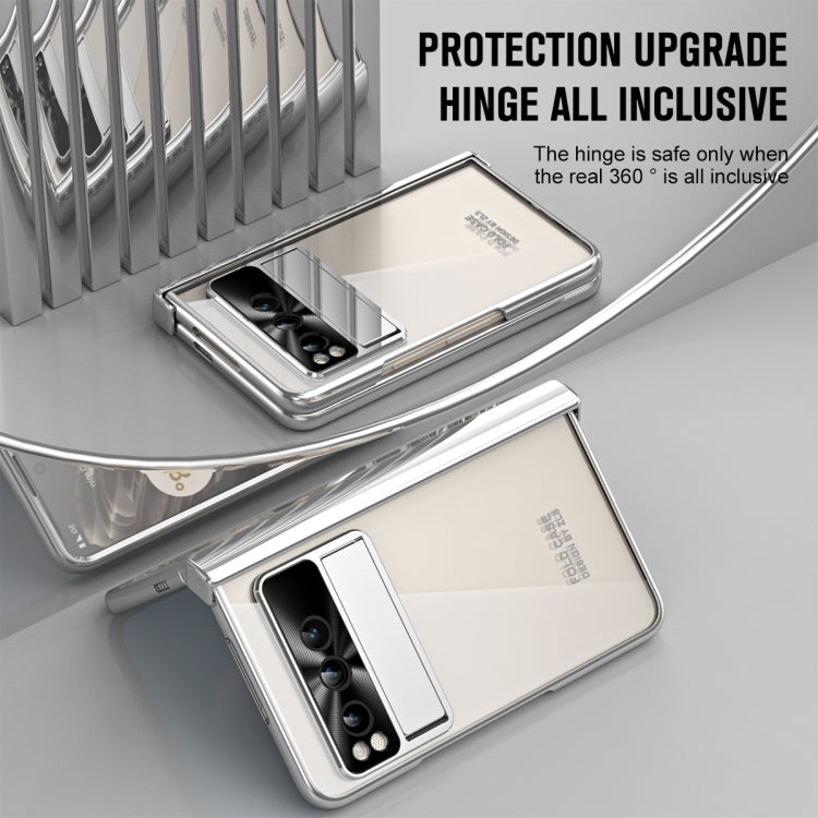 For Google Pixel Fold Integrated Electroplating Folding Phone Case with Hinge(Silver) - Google Cases by PMC TechLife | Online Shopping South Africa | PMC TechLife | Buy Now Pay Later Mobicred