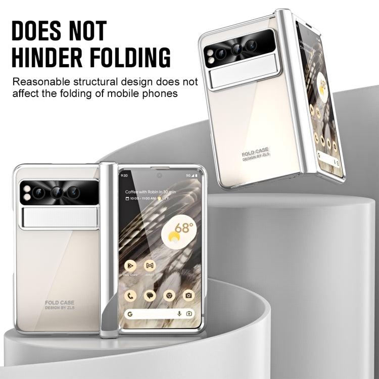 For Google Pixel Fold Integrated Electroplating Folding Phone Case with Hinge(Silver) - Google Cases by PMC TechLife | Online Shopping South Africa | PMC TechLife | Buy Now Pay Later Mobicred