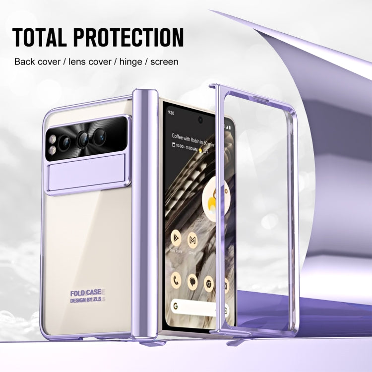 For Google Pixel Fold Integrated Electroplating Folding Phone Case with Hinge(Purple) - Google Cases by PMC TechLife | Online Shopping South Africa | PMC TechLife | Buy Now Pay Later Mobicred