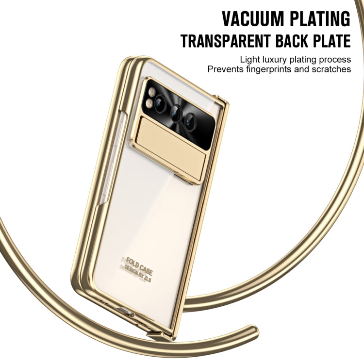 For Google Pixel Fold Integrated Electroplating Folding Phone Case with Pen Slot(Tyrant Gold) - Google Cases by PMC TechLife | Online Shopping South Africa | PMC TechLife | Buy Now Pay Later Mobicred