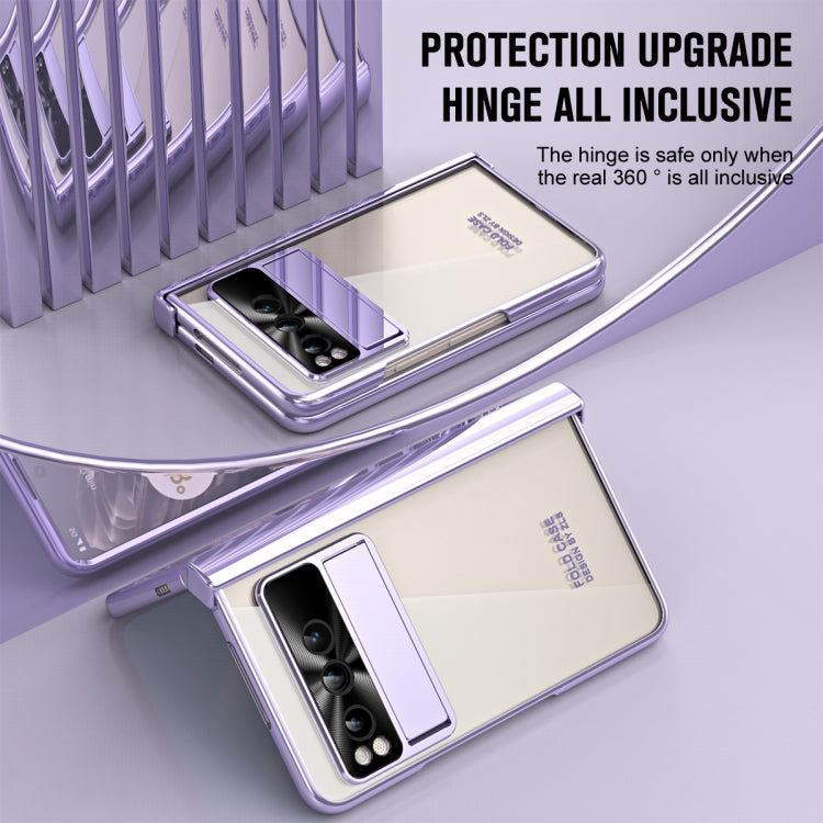 For Google Pixel Fold Integrated Electroplating Folding Phone Case with Pen Slot(Purple) - Google Cases by PMC TechLife | Online Shopping South Africa | PMC TechLife | Buy Now Pay Later Mobicred