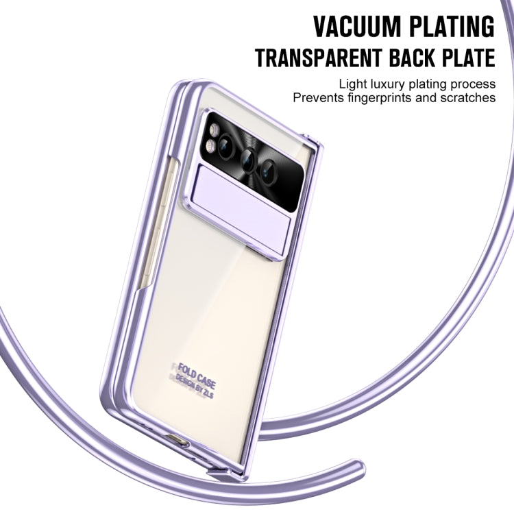 For Google Pixel Fold Integrated Electroplating Folding Phone Case with Pen Slot(Purple) - Google Cases by PMC TechLife | Online Shopping South Africa | PMC TechLife | Buy Now Pay Later Mobicred