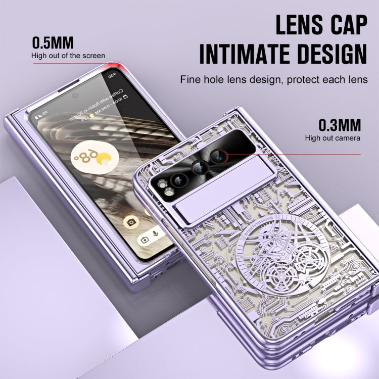 For Google Pixel Fold Mechanical Legend Integrated Electroplating All-inclusive Phone Case(Purple) - Google Cases by PMC TechLife | Online Shopping South Africa | PMC TechLife | Buy Now Pay Later Mobicred