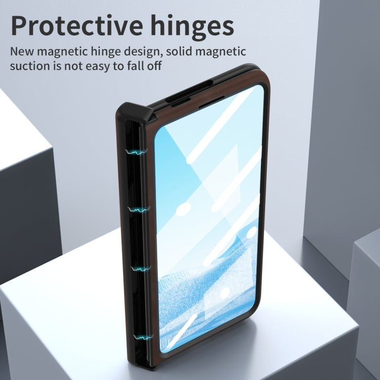 For Google Pixel Fold Integrated Napa Texture All-inclusive Phone Case with Hinge(Coffee) - Google Cases by PMC TechLife | Online Shopping South Africa | PMC TechLife | Buy Now Pay Later Mobicred