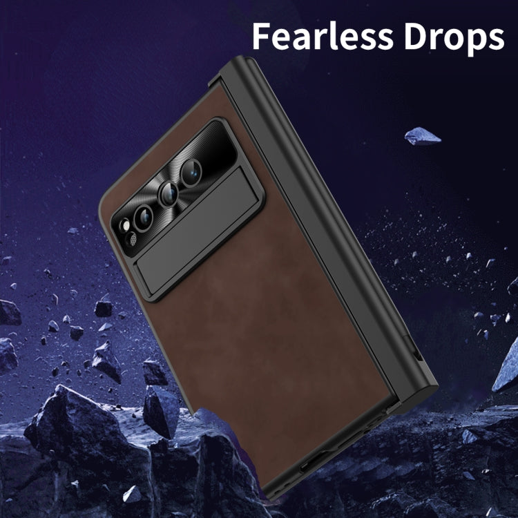 For Google Pixel Fold Integrated Napa Texture All-inclusive Phone Case with Pen Slot(Coffee) - Google Cases by PMC TechLife | Online Shopping South Africa | PMC TechLife | Buy Now Pay Later Mobicred