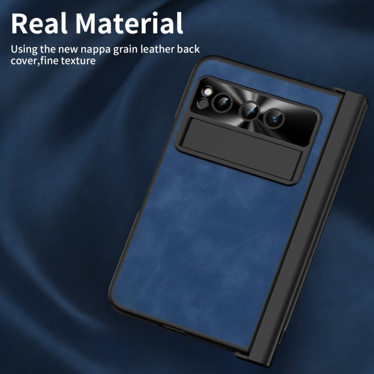 For Google Pixel Fold Integrated Napa Texture All-inclusive Phone Case with Pen Slot(Blue) - Google Cases by PMC TechLife | Online Shopping South Africa | PMC TechLife | Buy Now Pay Later Mobicred