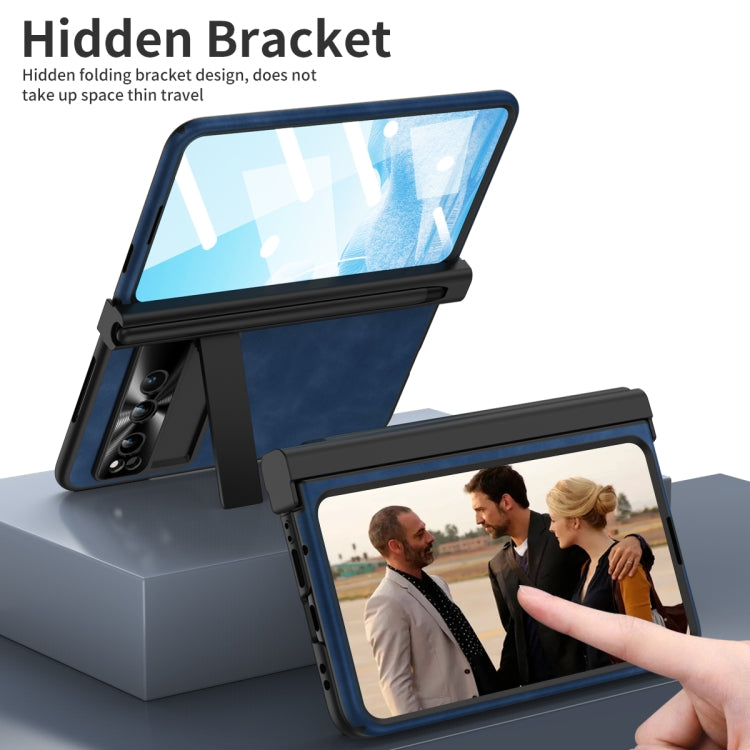 For Google Pixel Fold Integrated Napa Texture All-inclusive Phone Case with Pen Slot(Blue) - Google Cases by PMC TechLife | Online Shopping South Africa | PMC TechLife | Buy Now Pay Later Mobicred