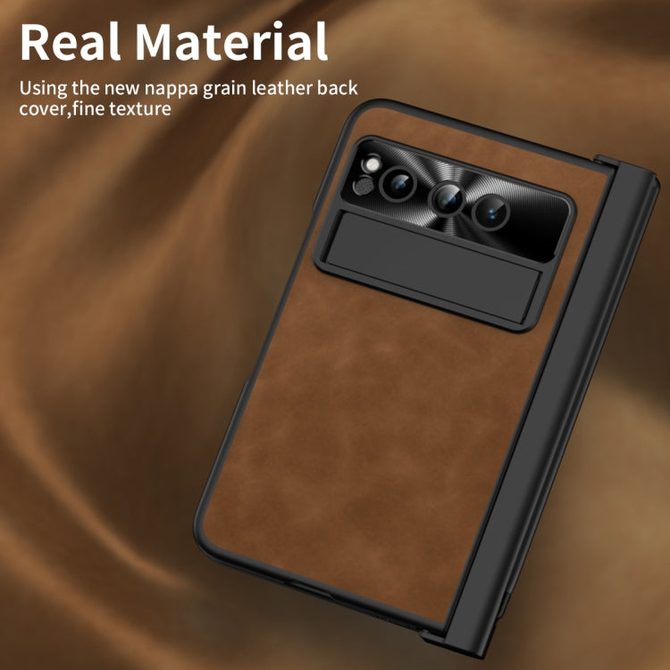 For Google Pixel Fold Integrated Napa Texture All-inclusive Phone Case with Pen Slot(Brown) - Google Cases by PMC TechLife | Online Shopping South Africa | PMC TechLife | Buy Now Pay Later Mobicred