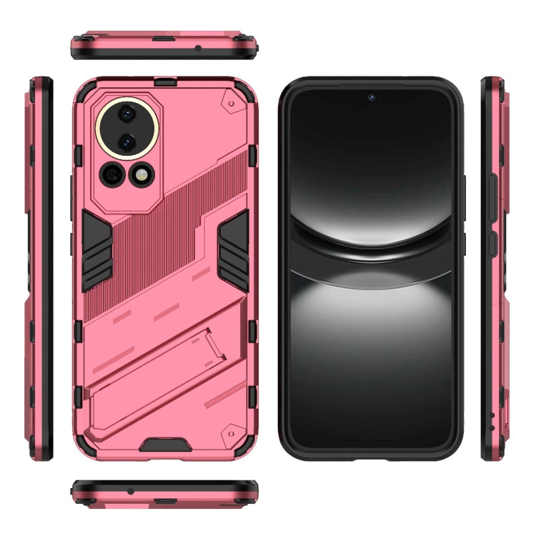 For Huawei nova 12 5G Punk Armor 2 in 1 PC + TPU Phone Case with Holder(Light Red) - Huawei Cases by PMC TechLife | Online Shopping South Africa | PMC TechLife | Buy Now Pay Later Mobicred