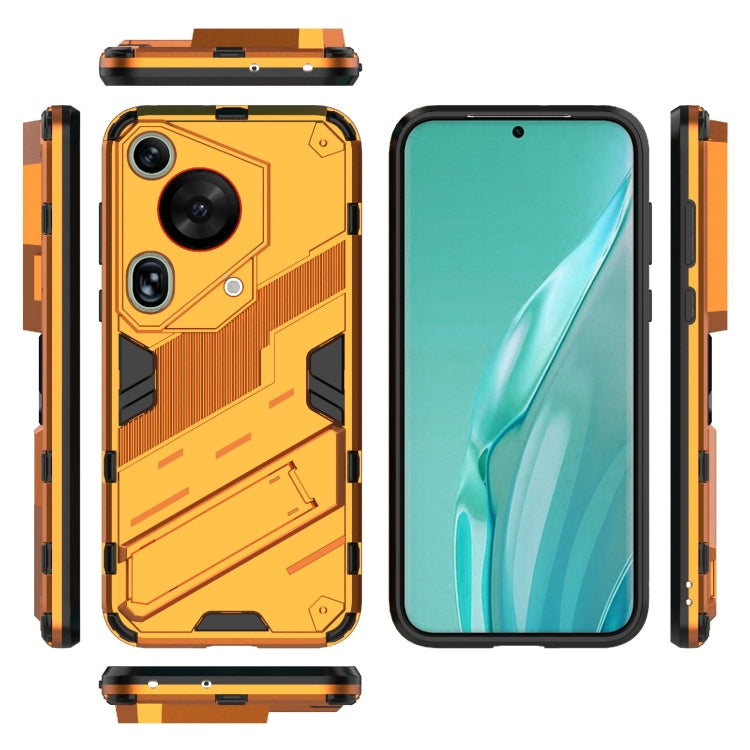 For Huawei Pura 70 Ultra Punk Armor 2 in 1 PC + TPU Phone Case with Holder(Orange) - Huawei Cases by PMC TechLife | Online Shopping South Africa | PMC TechLife | Buy Now Pay Later Mobicred