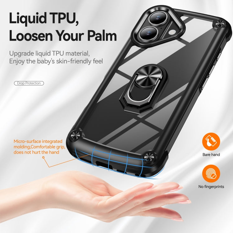 For iPhone 16 TPU + PC Lens Protection Phone Case with Ring Holder(Black) - iPhone 16 Cases by PMC TechLife | Online Shopping South Africa | PMC TechLife | Buy Now Pay Later Mobicred