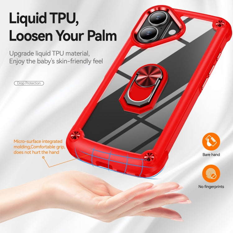 For iPhone 16 TPU + PC Lens Protection Phone Case with Ring Holder(Red) - free shipping - PMC TechLife - Order now!