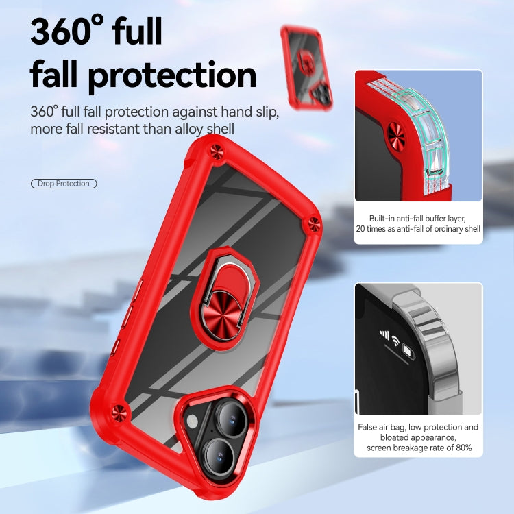 For iPhone 16 TPU + PC Lens Protection Phone Case with Ring Holder(Red) - free shipping - PMC TechLife - Order now!