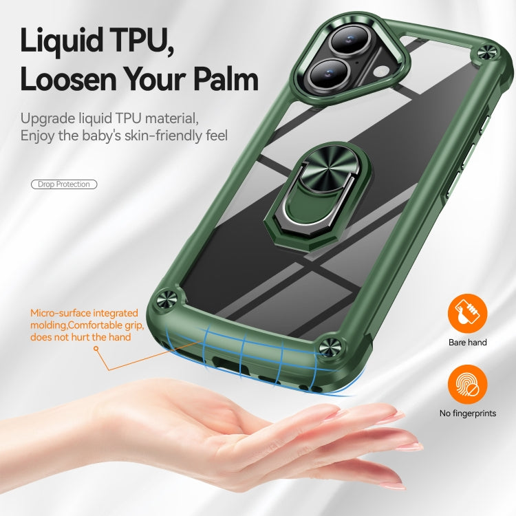 For iPhone 16 TPU + PC Lens Protection Phone Case with Ring Holder(Green) - iPhone 16 Cases by PMC TechLife | Online Shopping South Africa | PMC TechLife | Buy Now Pay Later Mobicred