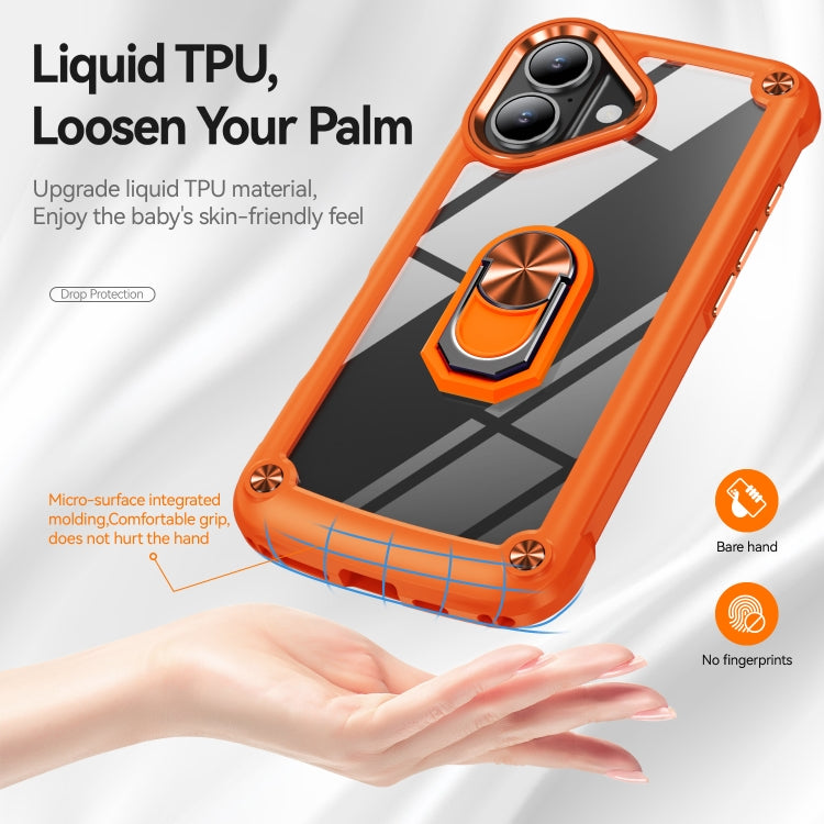 For iPhone 16 TPU + PC Lens Protection Phone Case with Ring Holder(Orange) - iPhone 16 Cases by PMC TechLife | Online Shopping South Africa | PMC TechLife | Buy Now Pay Later Mobicred
