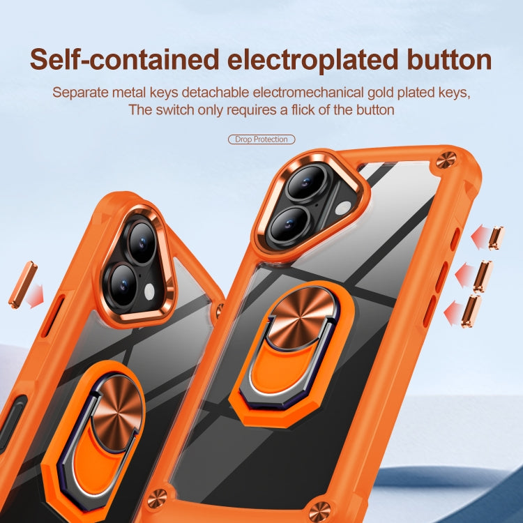 For iPhone 16 TPU + PC Lens Protection Phone Case with Ring Holder(Orange) - iPhone 16 Cases by PMC TechLife | Online Shopping South Africa | PMC TechLife | Buy Now Pay Later Mobicred
