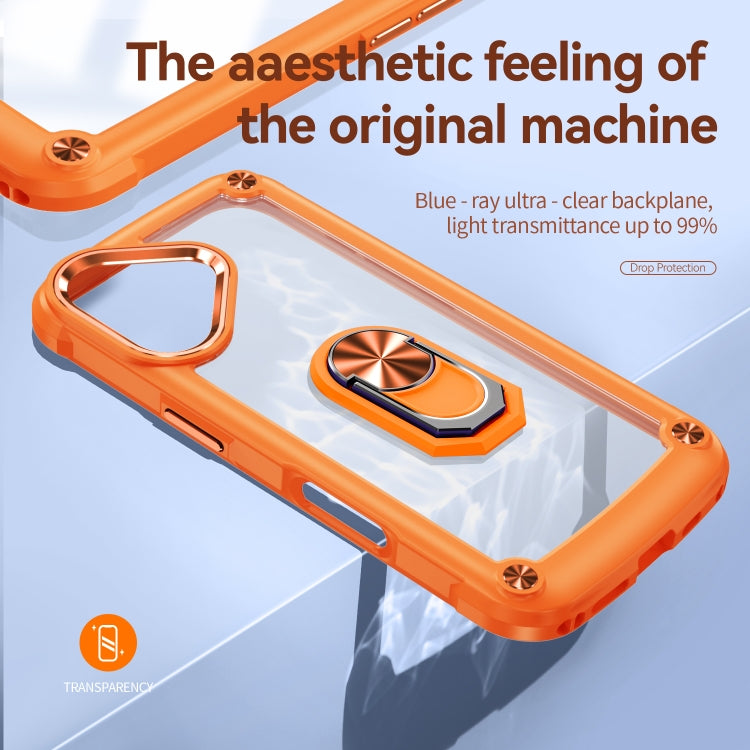 For iPhone 16 TPU + PC Lens Protection Phone Case with Ring Holder(Orange) - iPhone 16 Cases by PMC TechLife | Online Shopping South Africa | PMC TechLife | Buy Now Pay Later Mobicred