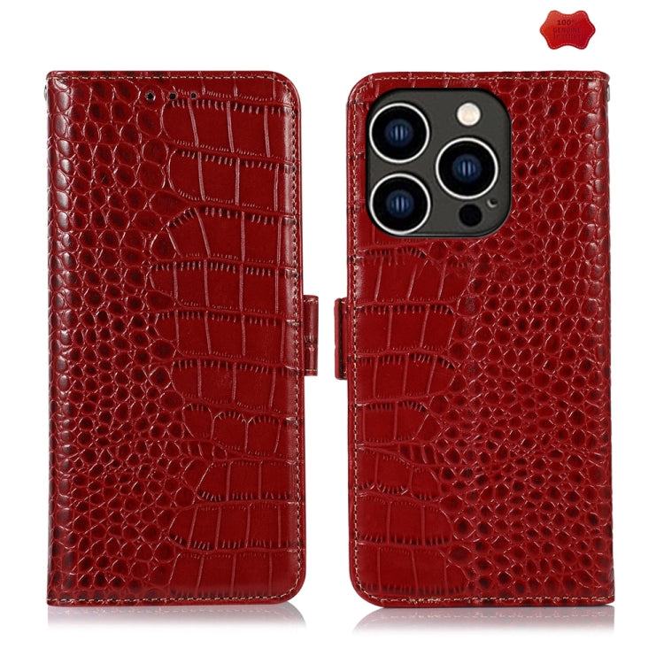 For iPhone 16 Pro Crocodile Top Layer Cowhide Leather Phone Case(Red) - iPhone 16 Pro Cases by PMC TechLife | Online Shopping South Africa | PMC TechLife | Buy Now Pay Later Mobicred
