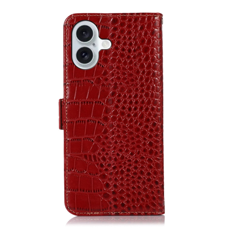 For iPhone 16 Crocodile Top Layer Cowhide Leather Phone Case(Red) - free shipping - PMC TechLife - Order now!