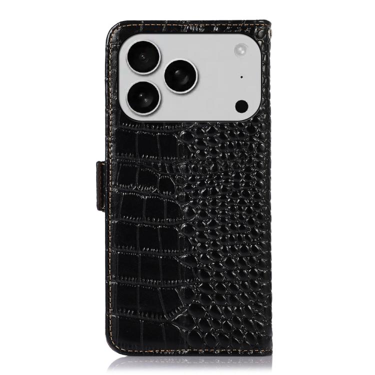 For iPhone 17 Pro Crocodile Top Layer Cowhide Leather Phone Case(Black) - free shipping - PMc TechLife - Order now!