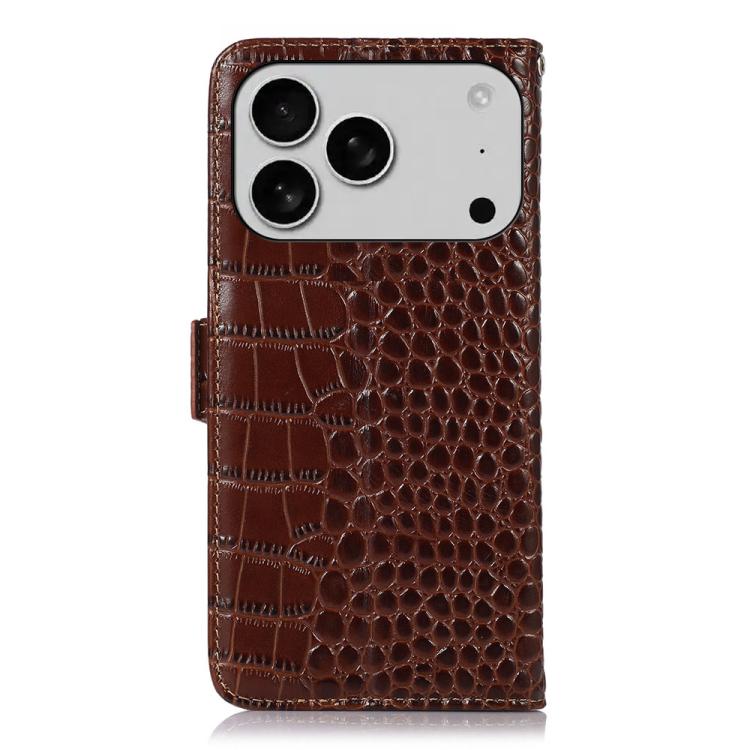 For iPhone 17 Pro Crocodile Top Layer Cowhide Leather Phone Case(Brown) - free shipping - PMc TechLife - Order now!