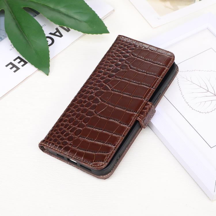 For iPhone 17 Pro Max Crocodile Top Layer Cowhide Leather Phone Case(Brown) - free shipping - PMc TechLife - Order now!