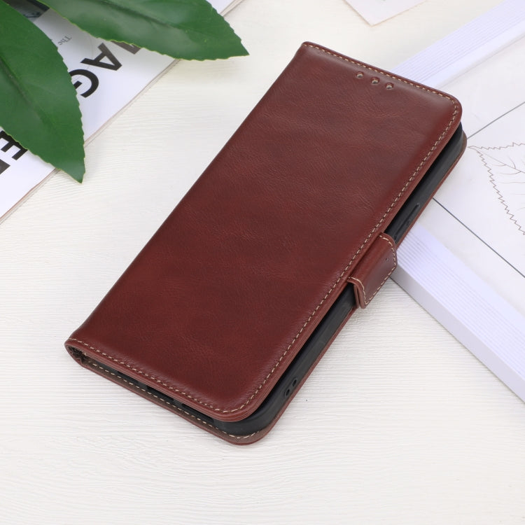 For iPhone 16 Pro Max Crazy Horse Top Layer Cowhide Leather Phone Case(Brown) - iPhone 16 Pro Max Cases by PMC TechLife | Online Shopping South Africa | PMC TechLife | Buy Now Pay Later Mobicred