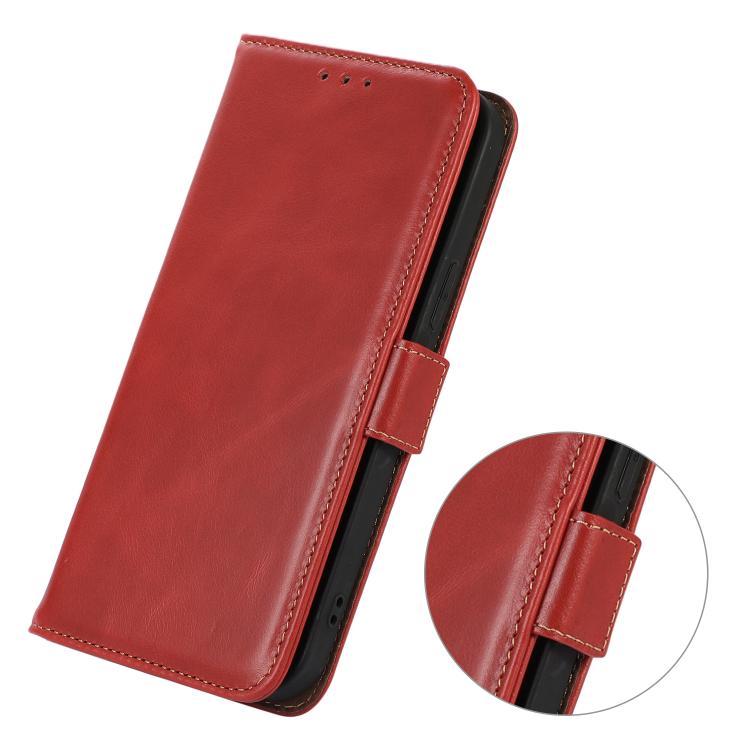 For iPhone 17 Pro Max Crazy Horse Top Layer Cowhide Leather Phone Case(Red) - free shipping - PMc TechLife - Order now!