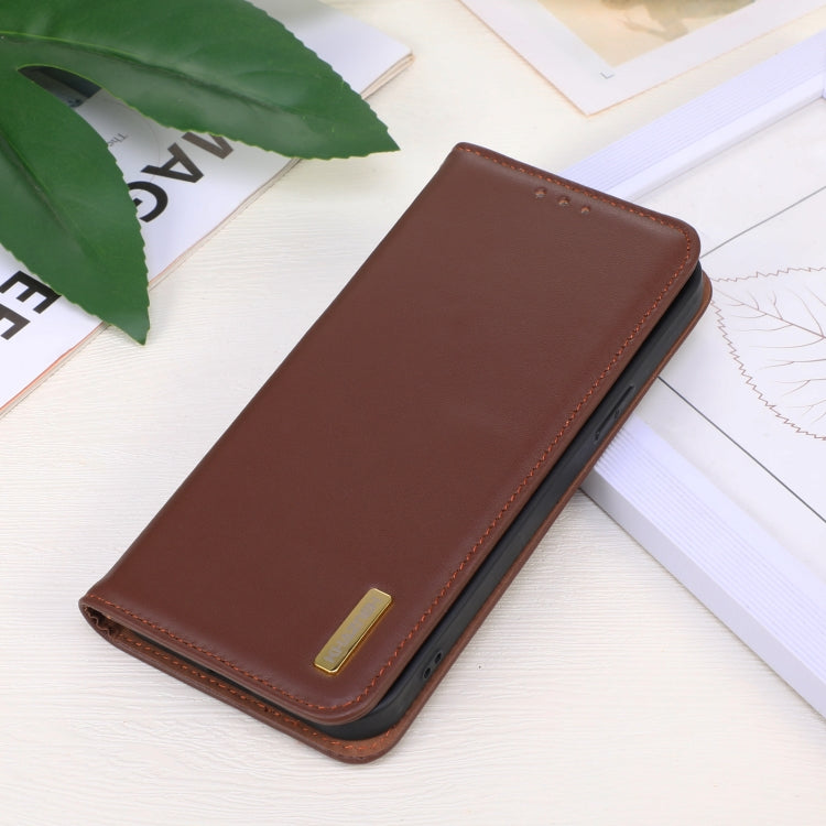 For iPhone 16 Plus KHAZNEH Nappa Top Layer Cowhide Leather Phone Case(Brown) - iPhone 16 Plus Cases by PMC TechLife | Online Shopping South Africa | PMC TechLife | Buy Now Pay Later Mobicred