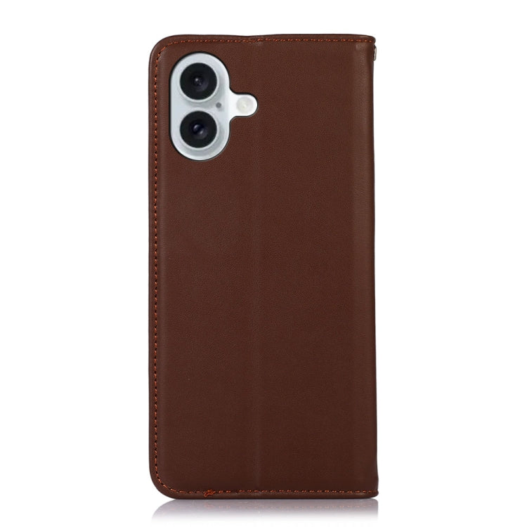 For iPhone 16 Plus KHAZNEH Nappa Top Layer Cowhide Leather Phone Case(Brown) - iPhone 16 Plus Cases by PMC TechLife | Online Shopping South Africa | PMC TechLife | Buy Now Pay Later Mobicred