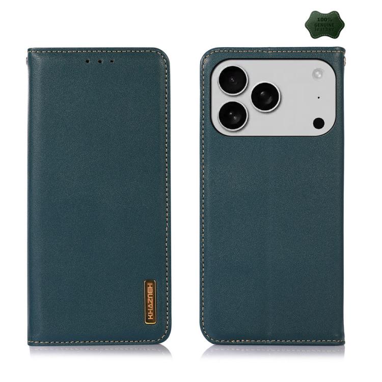 For iPhone 17 Pro KHAZNEH Nappa Top Layer Cowhide Leather Phone Case(Green) - free shipping - PMc TechLife - Order now!