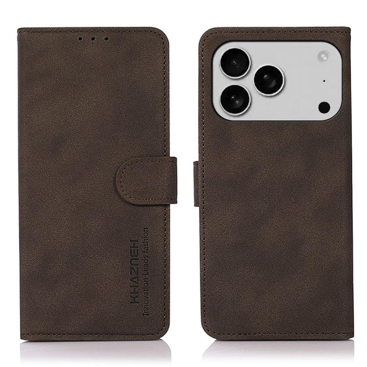 For iPhone 17 Pro Max KHAZNEH Matte Texture Leather Phone Case(Brown) - free shipping - PMc TechLife - Order now!