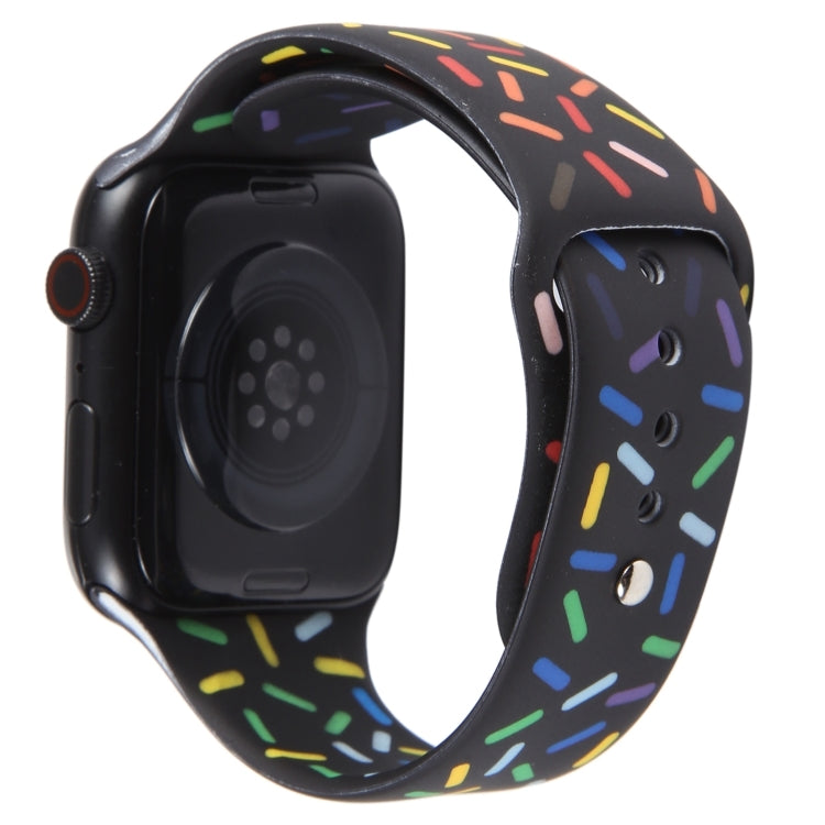 Rainbow Raindrops Silicone Watch Band For Apple Watch 9 45mm(Black) - Watch Bands by PMC TechLife | Online Shopping South Africa | PMC TechLife