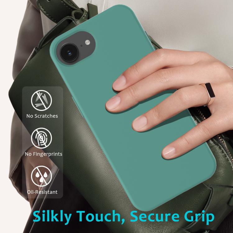 For iPhone 16e Solid Color Silicone Phone Case(Pine Needle Green) - iPhone 16e Cases by PMC TechLife | Online Shopping South Africa | PMC TechLife | Buy Now Pay Later Mobicred
