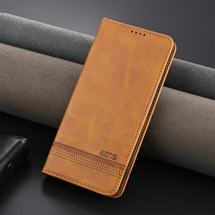 For Xiaomi 14 Ultra AZNS Magnetic Calf Texture Flip Leather Phone Case(Light Brown) - free shipping - PMC Jewellery - Order now!