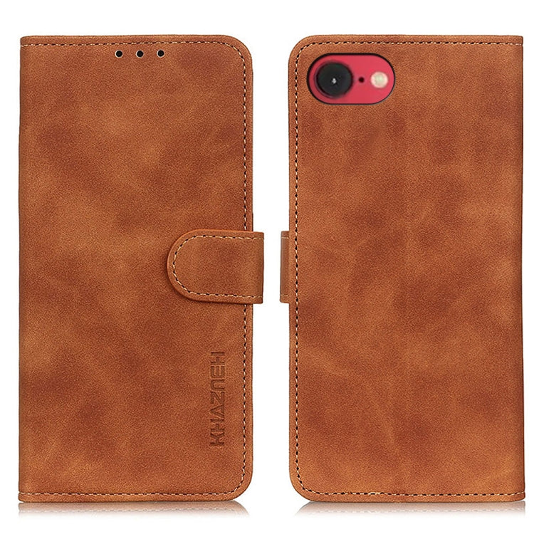For iPhone 16e KHAZNEH Retro Texture Leather Phone Case(Brown) - iPhone 16e Cases by PMC TechLife | Online Shopping South Africa | PMC TechLife | Buy Now Pay Later Mobicred