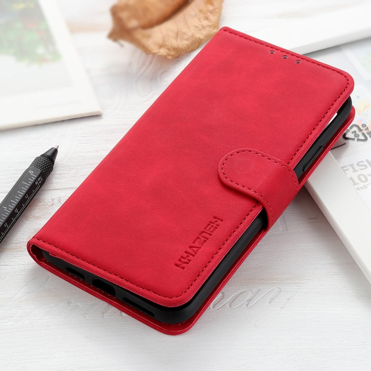 For iPhone 16e KHAZNEH Retro Texture Leather Phone Case(Red) - iPhone 16e Cases by PMC TechLife | Online Shopping South Africa | PMC TechLife | Buy Now Pay Later Mobicred