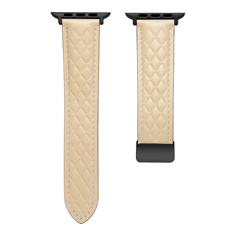 For Apple Watch Ultra 2 49mm Folding Buckle Rhombus Leather Watch Band(Starlight) - Watch Bands by PMC TechLife | Online Shopping South Africa | PMC TechLife | Buy Now Pay Later Mobicred