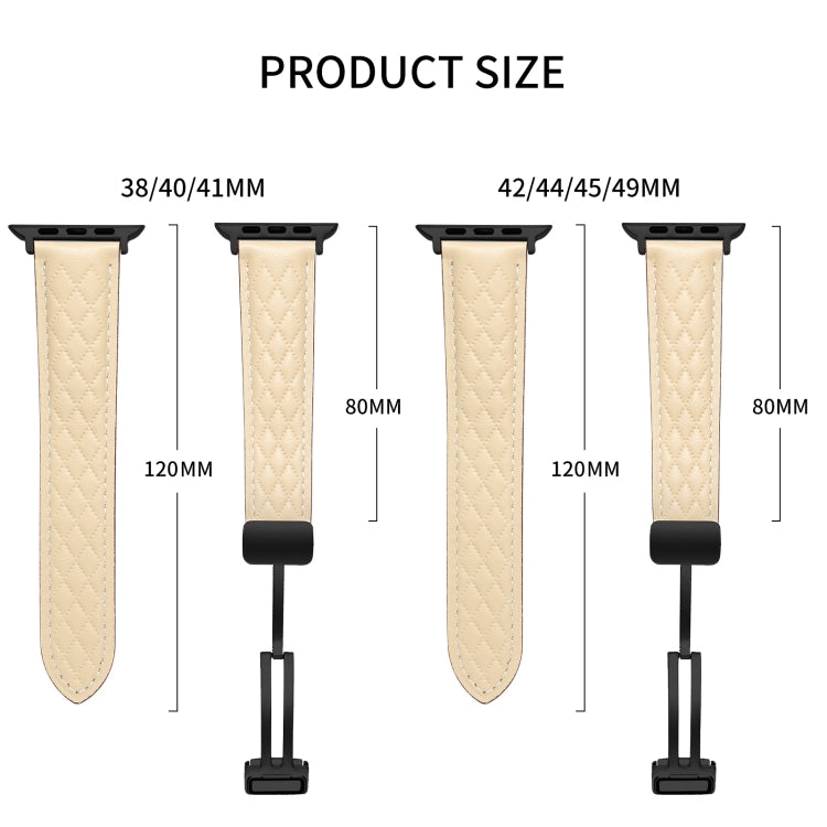 For Apple Watch Ultra 2 49mm Folding Buckle Rhombus Leather Watch Band(White) - Watch Bands by PMC TechLife | Online Shopping South Africa | PMC TechLife | Buy Now Pay Later Mobicred