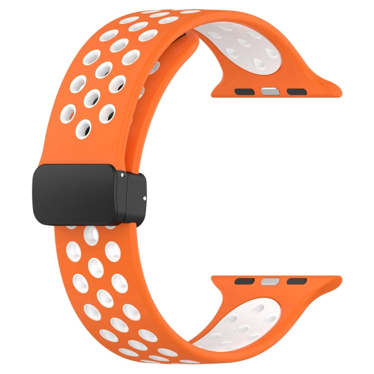 For Apple Watch Ultra 2 49mm Magnetic Buckle Silicone Watch Band(Orange White) - Watch Bands by PMC TechLife | Online Shopping South Africa | PMC TechLife