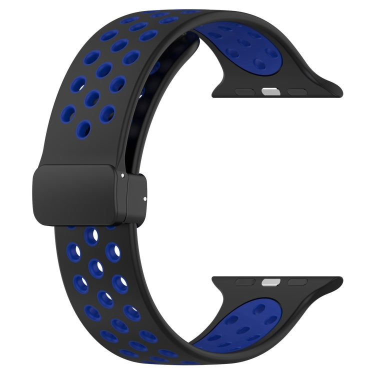 For Apple Watch Ultra 2 49mm Magnetic Buckle Silicone Watch Band(Black Blue) - Watch Bands by PMC TechLife | Online Shopping South Africa | PMC TechLife