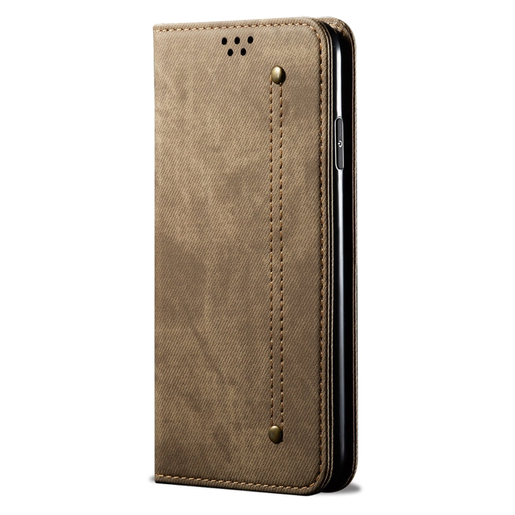 For Honor 90 Denim Texture Flip Leather Phone Case(Khaki) - Honor Cases by PMC TechLife | Online Shopping South Africa | PMC TechLife | Buy Now Pay Later Mobicred