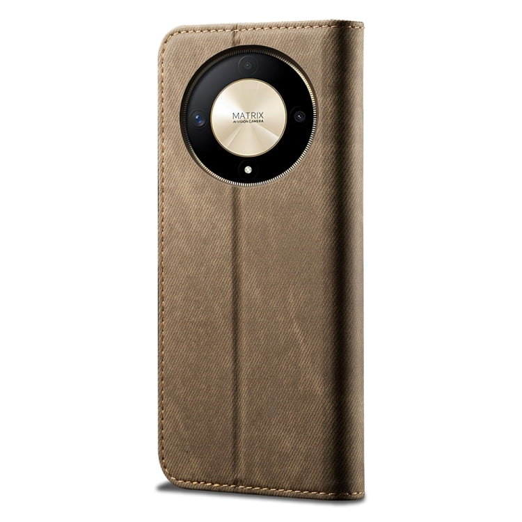 For Honor Magic6 Lite / X9b 5G Denim Texture Flip Leather Phone Case(Khaki) - Honor Cases by PMC TechLife | Online Shopping South Africa | PMC TechLife | Buy Now Pay Later Mobicred