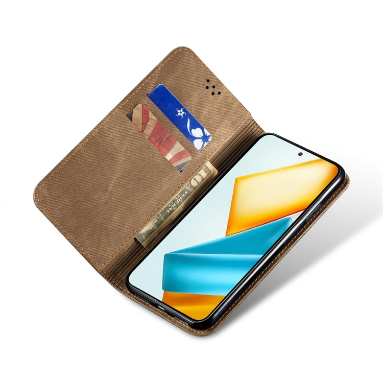 For Honor Magic6 Lite / X9b 5G Denim Texture Flip Leather Phone Case(Khaki) - Honor Cases by PMC TechLife | Online Shopping South Africa | PMC TechLife | Buy Now Pay Later Mobicred